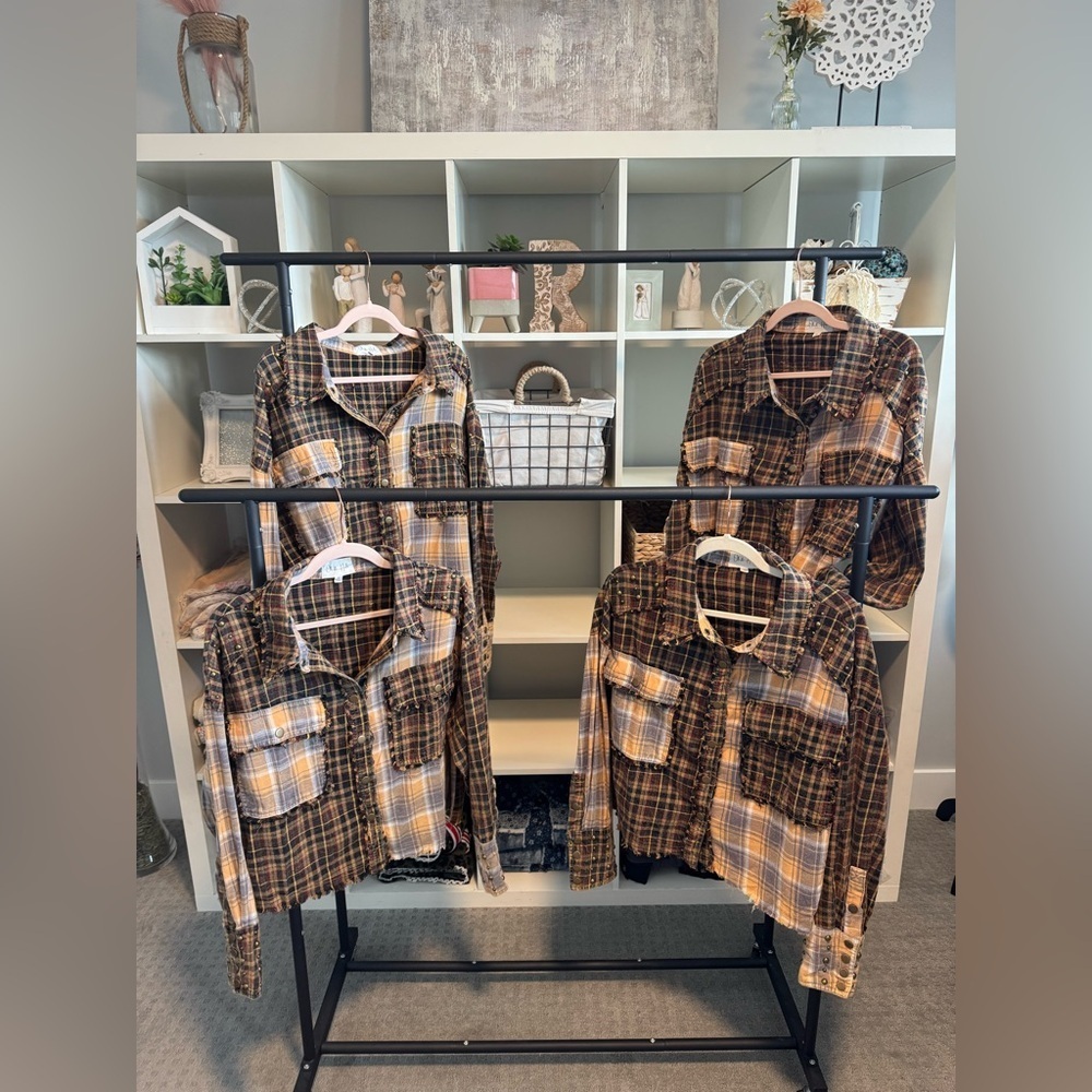 Oli & Hali Studded Patchwork Plaid Shirt - Picture 8 of 11